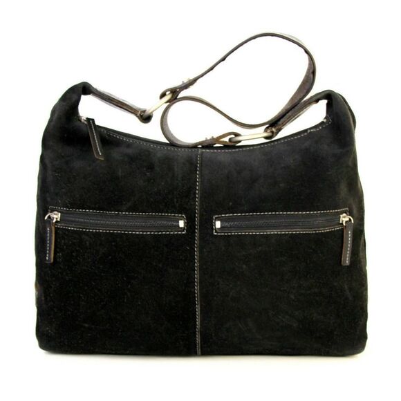 ROOMY ELLINGTON BLACK SOFT GENUINE LEATHER SUEDE SHOULDER BAG HANDBAG HOBO TOTE - Picture 2 of 10